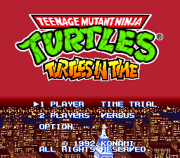 Teenage Mutant Ninja Turtles - Turtles in Time (Japan) Title Screen